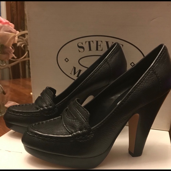 Steve Madden Oldiee Black Leat 5.5 - Picture 2 of 8